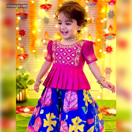 Girls Readymade Litchi Silk  Lehenga Blouse