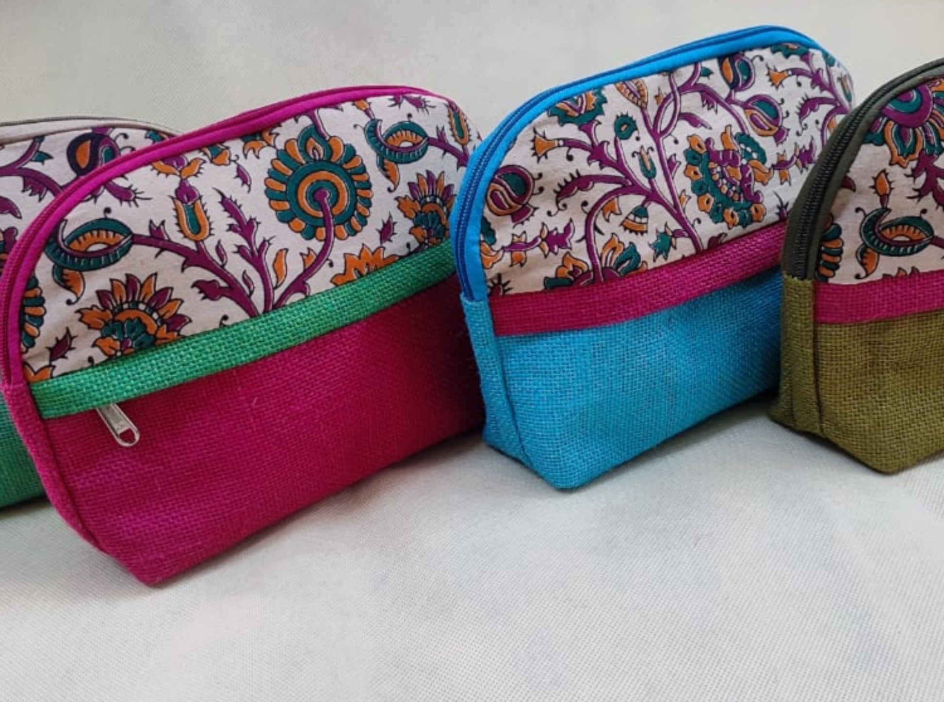 Jute Kalamkari Travel Storage Pouch