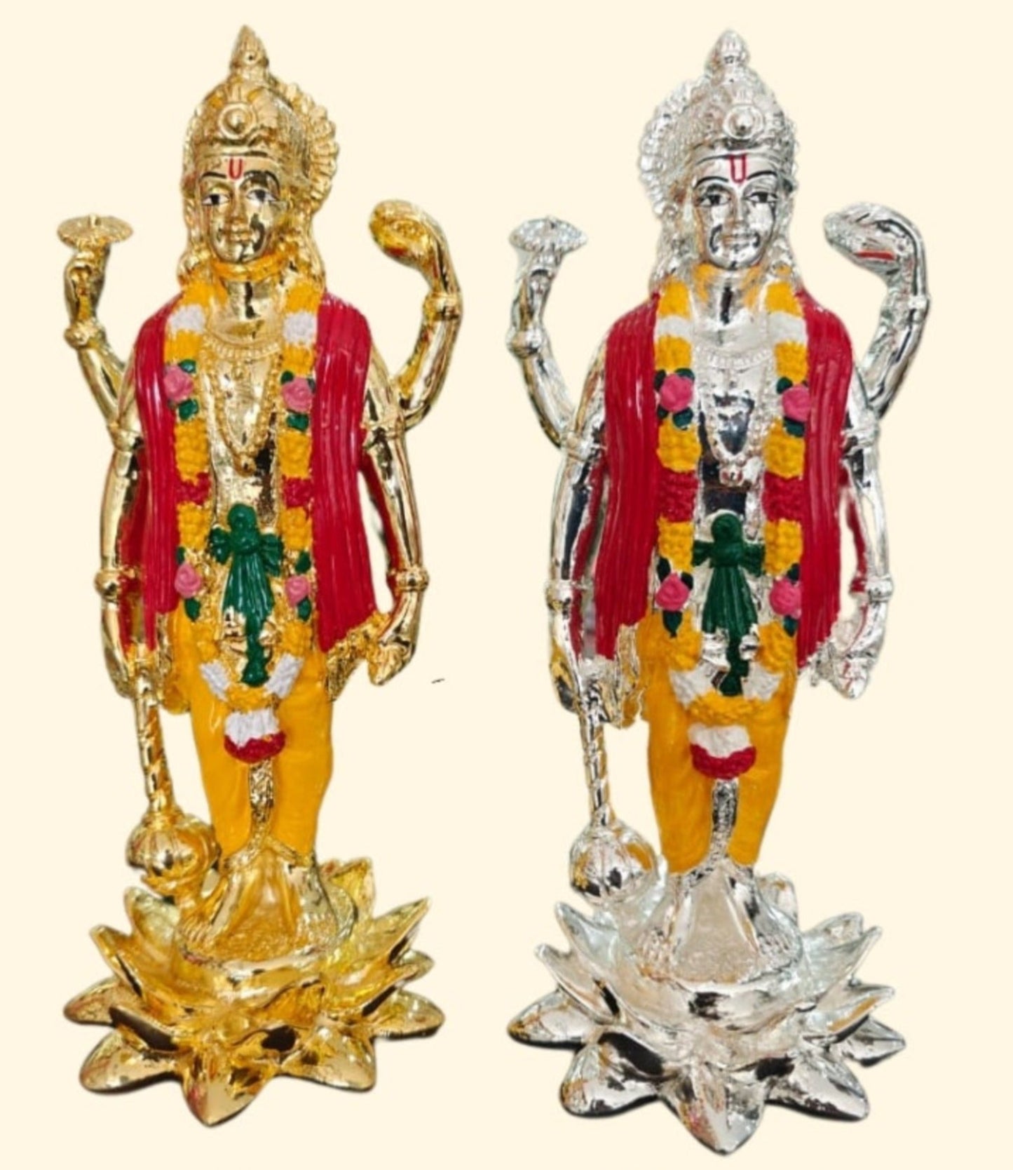 Gold & Silver Coated Lord Vishnu Idol ideal for housewarming, Satyanarayana pooja.