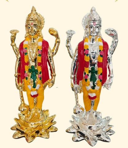 Gold & Silver Coated Lord Vishnu Idol ideal for housewarming, Satyanarayana pooja.