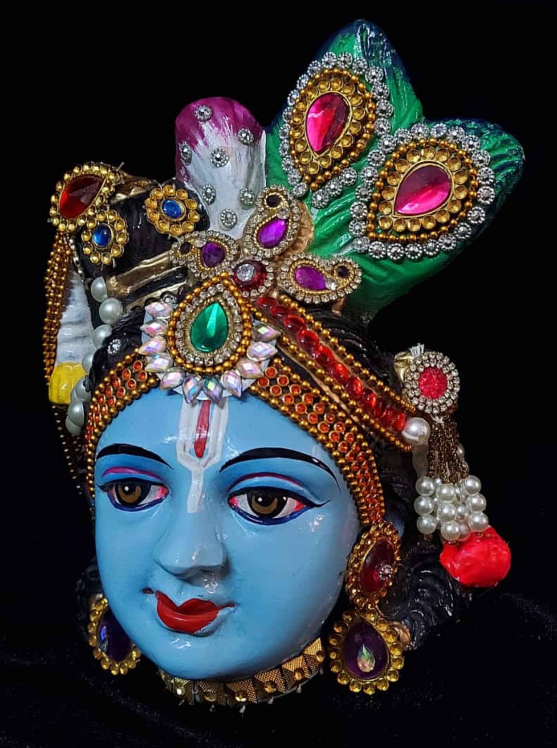 Decorated Lord Krishna Face Pooja Decor and Gifting