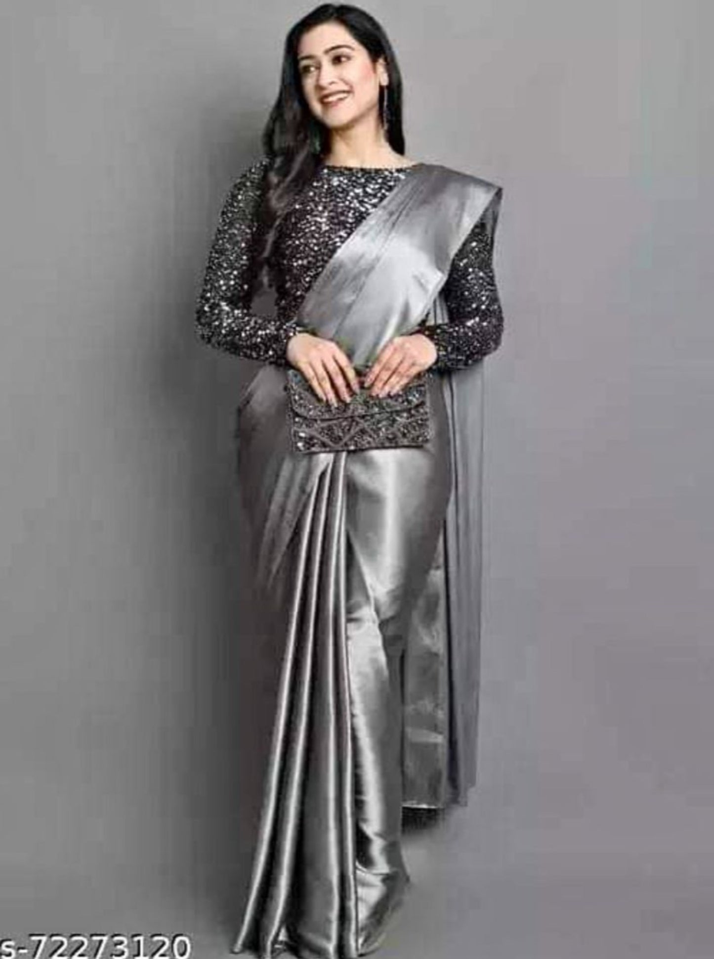 Satin Silk Saree with Velvet Blouse