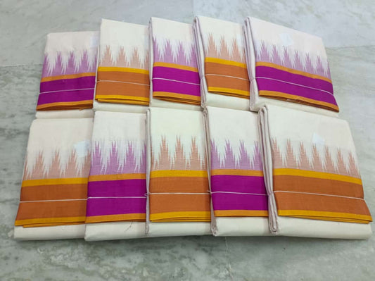 Traditional Temple Contrast Big Border Pure Cotton Dhotis