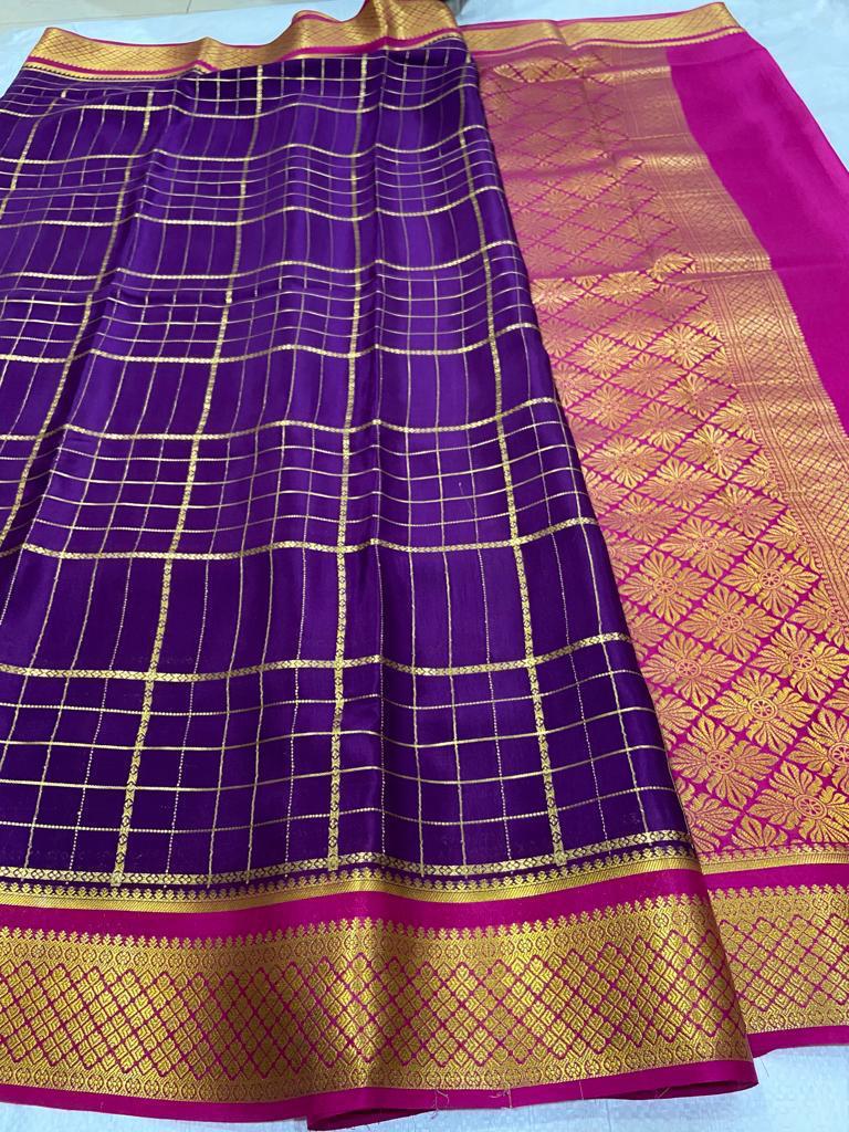 Contrast color pure mysore silk saree – www.vannamayil.com