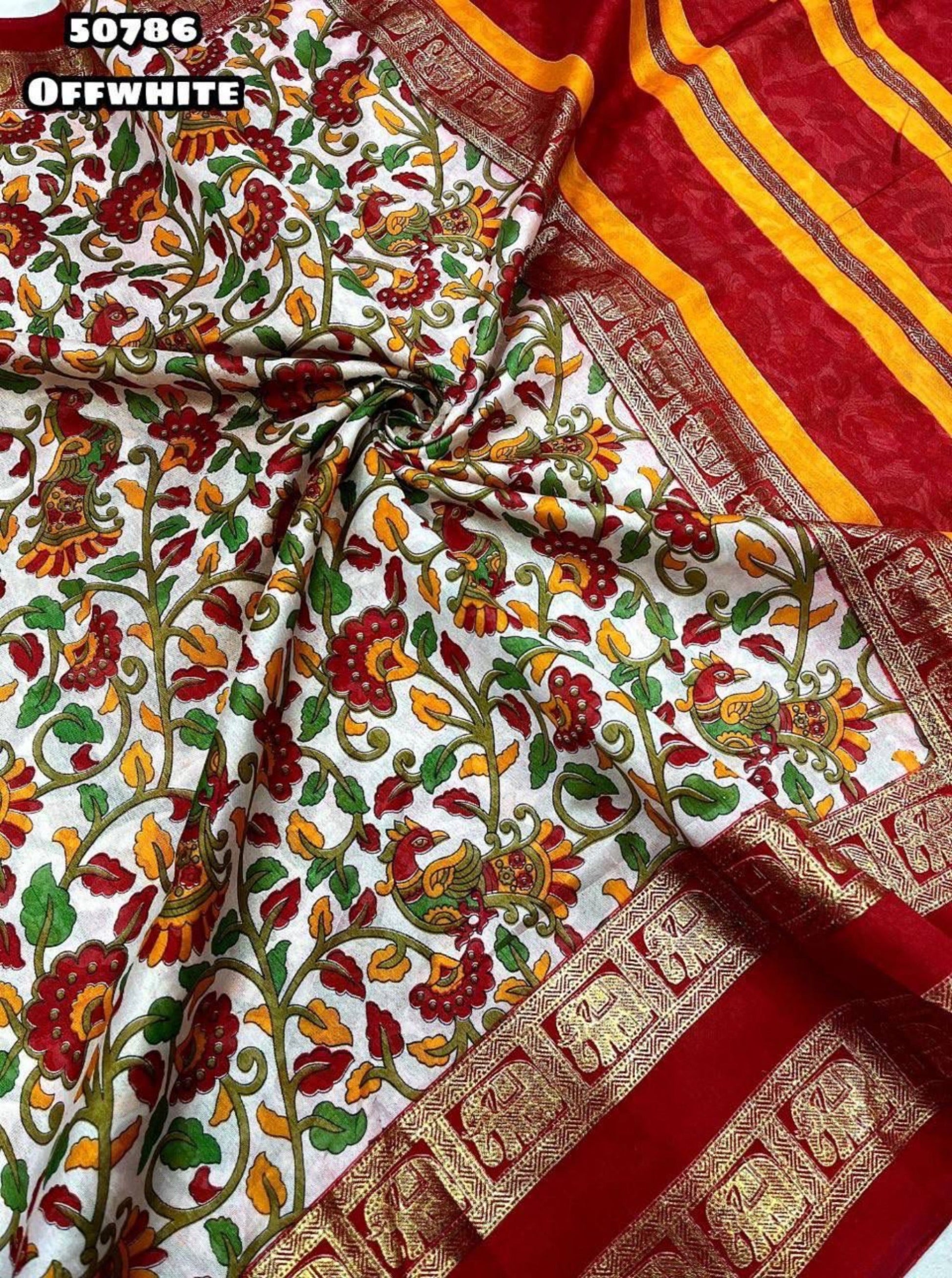 Dola silk kalamkari print sarees