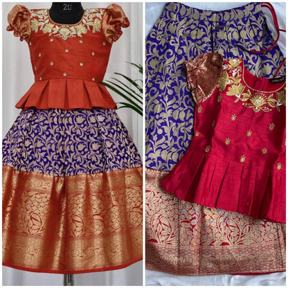 Girls Readymade Raw Silk Lehenga Blouse