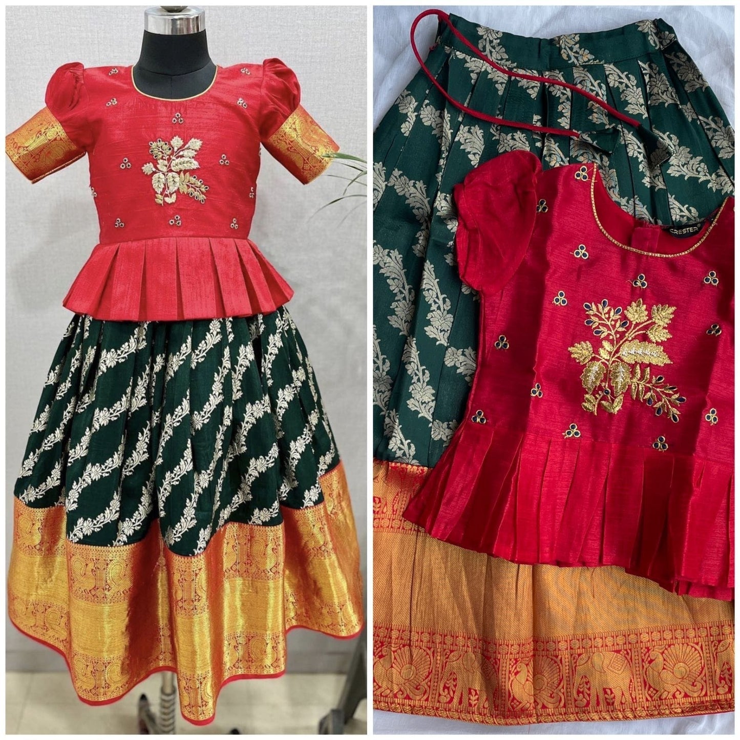 Girls Readymade Raw Silk Lehenga Blouse