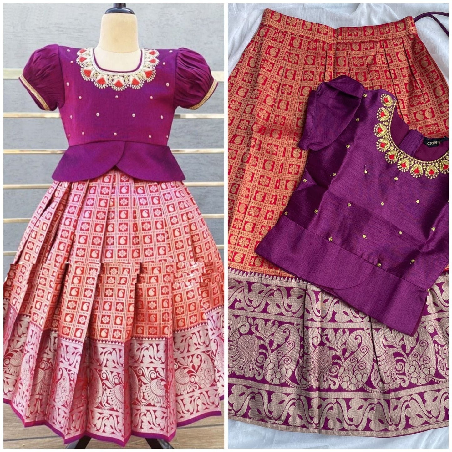 Girls Readymade Raw Silk Lehenga Blouse