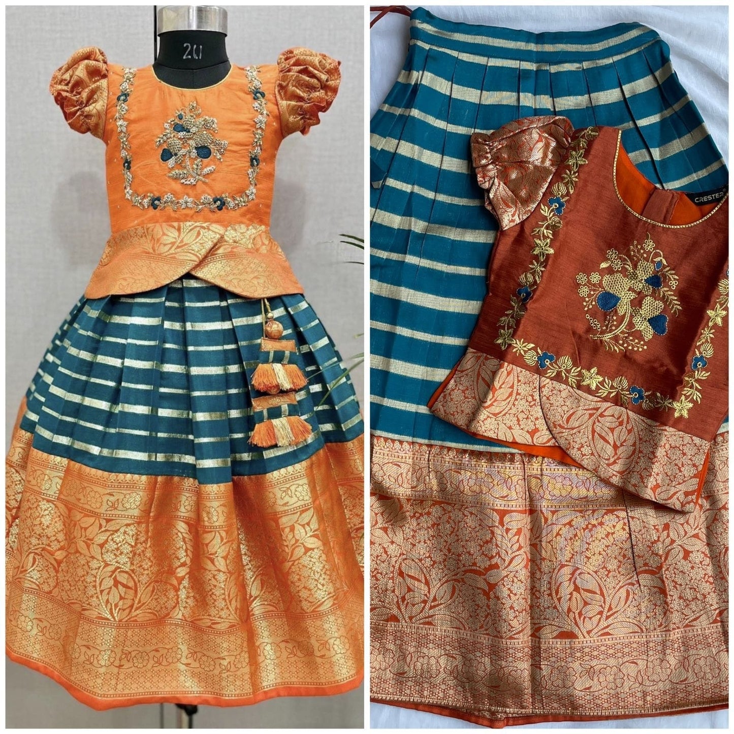 Girls Readymade Raw Silk Lehenga Blouse