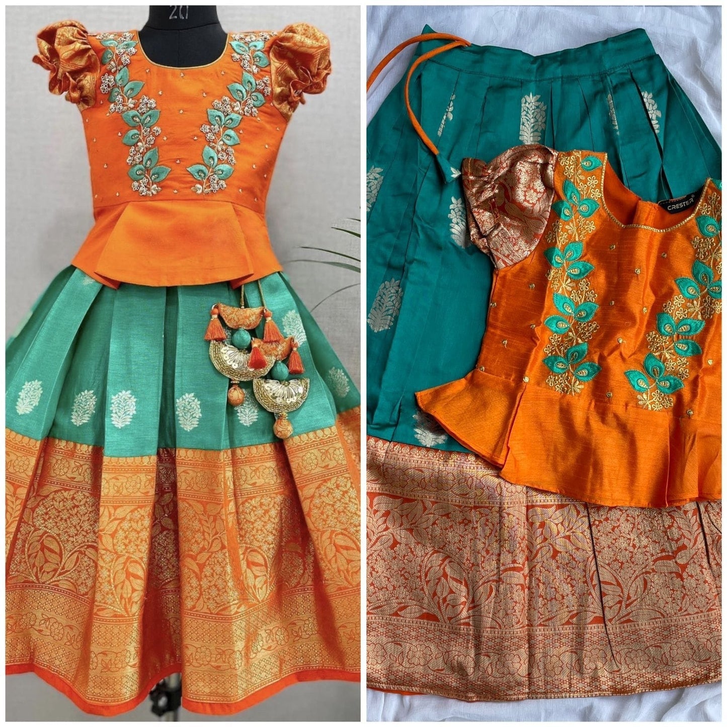 Girls Readymade Raw Silk Lehenga Blouse