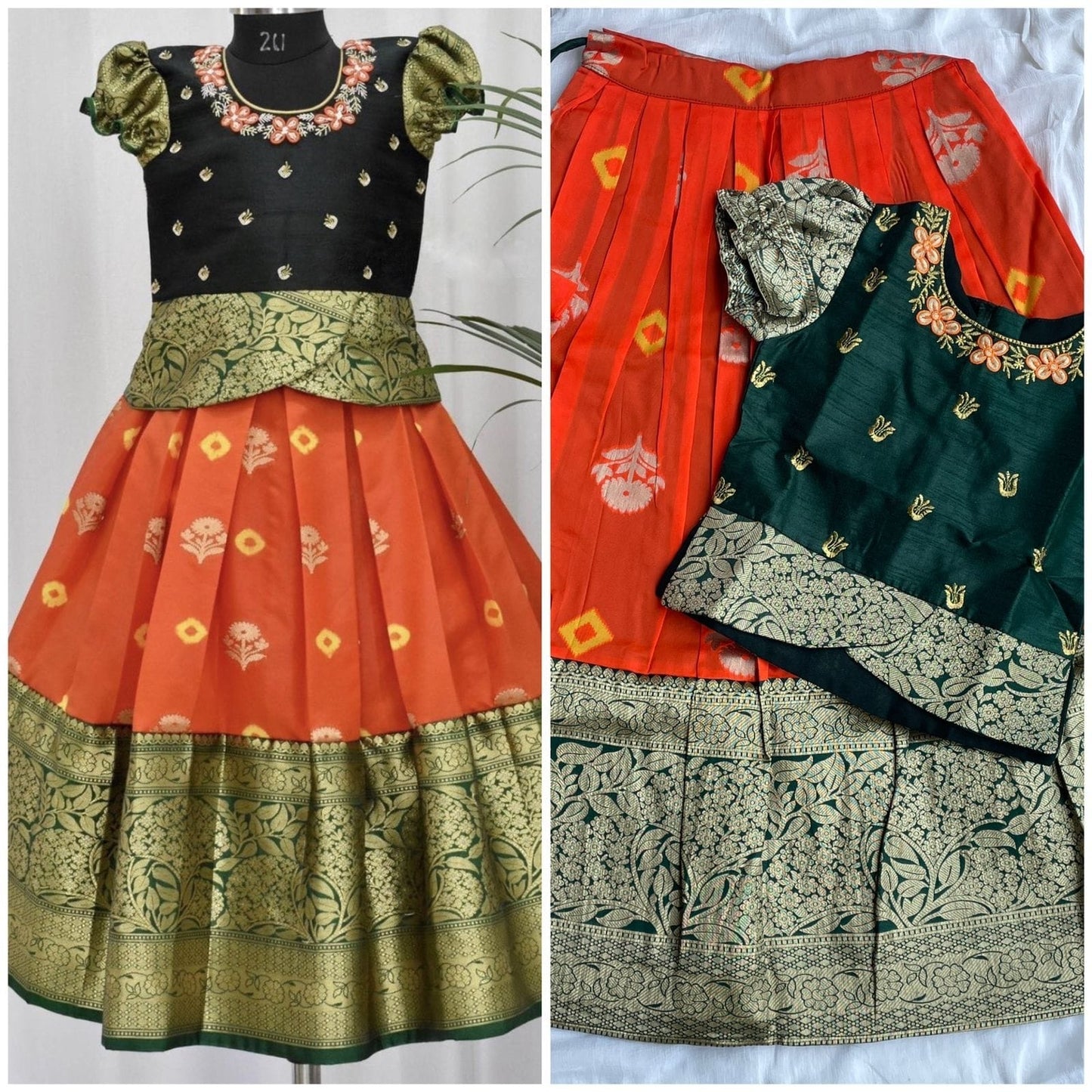 Girls Readymade Raw Silk Lehenga Blouse