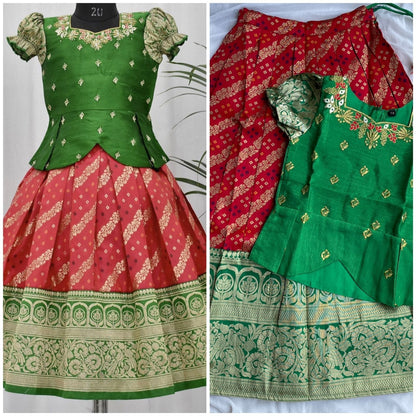 Girls Readymade Raw Silk Lehenga Blouse