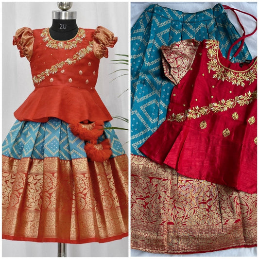 Girls Readymade Raw Silk Lehenga Blouse