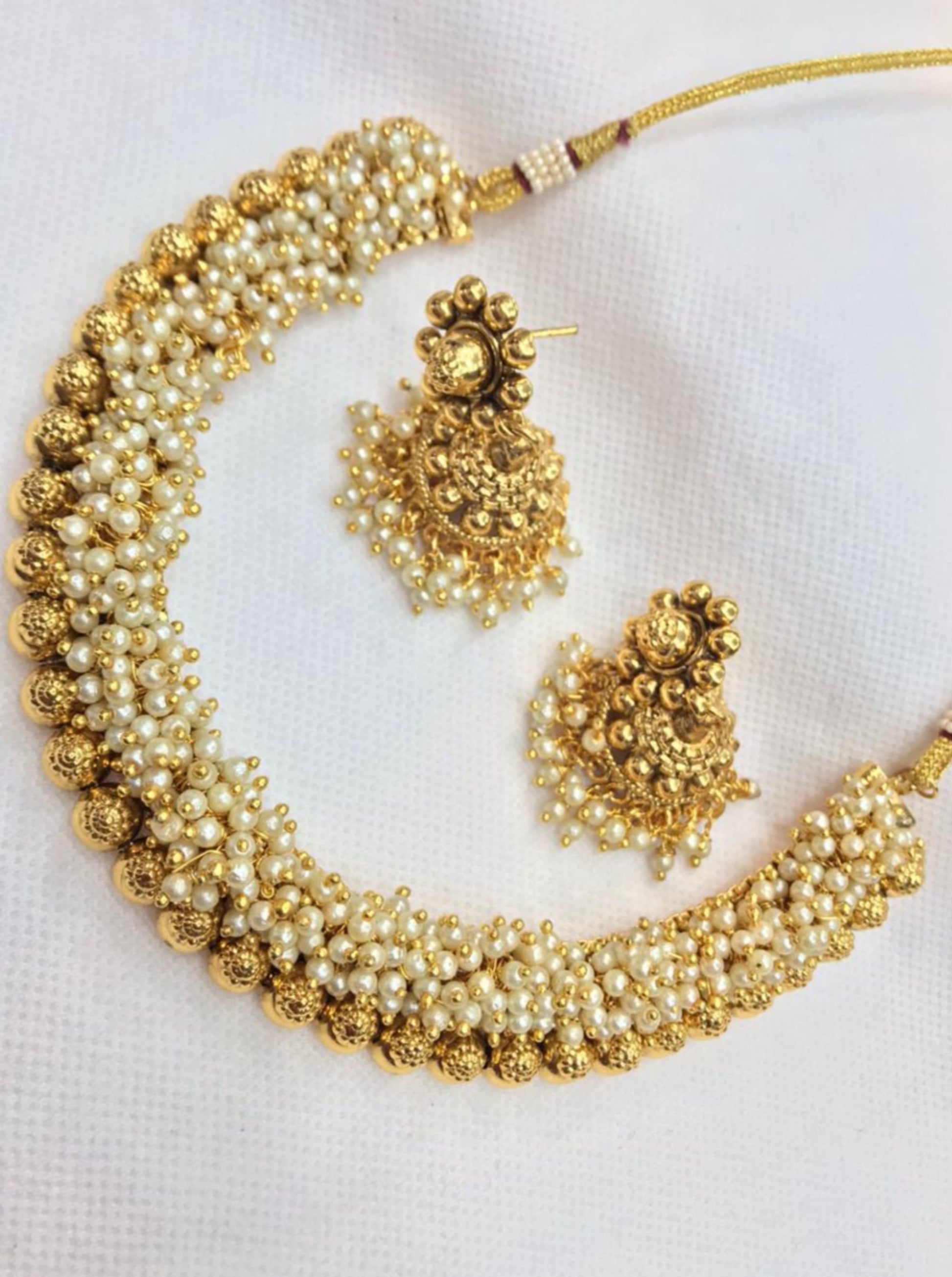 Pearl Gold Necklace Jimmiki Kammal