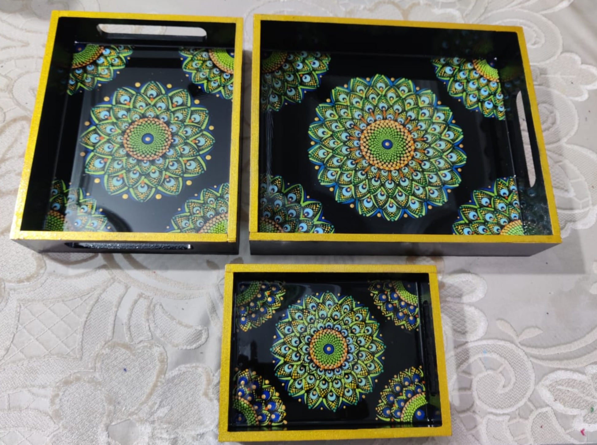 Mandala artwork trays