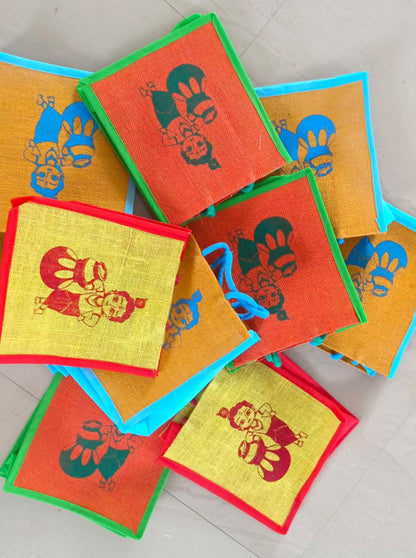 Krishna print jute bags