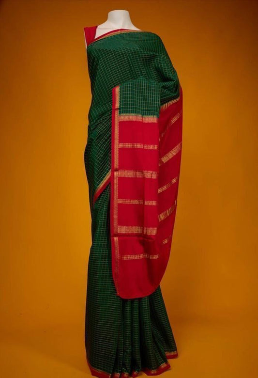 Semi Mysore Silk Checked Sarees