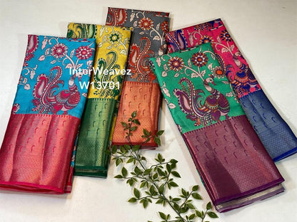 Semi Dupion Kalamkari sarees