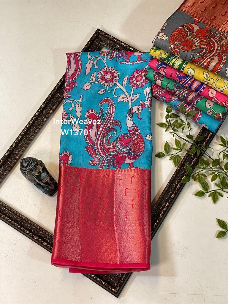 Semi Dupion Kalamkari sarees