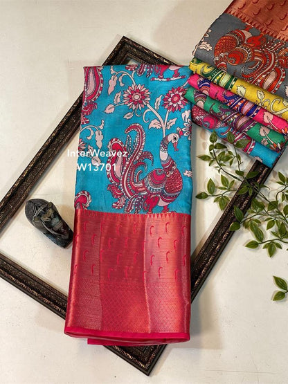 Semi Dupion Kalamkari sarees