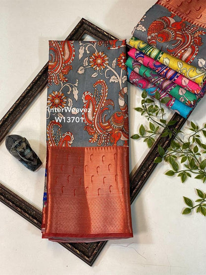 Semi Dupion Kalamkari sarees