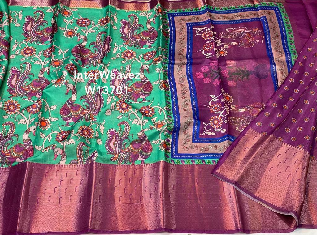 Semi Dupion Kalamkari sarees