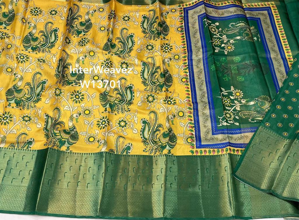 Semi Dupion Kalamkari sarees