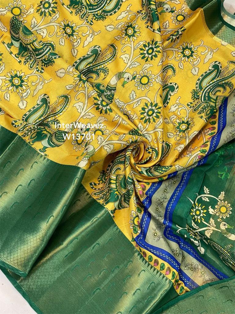 Semi Dupion Kalamkari sarees