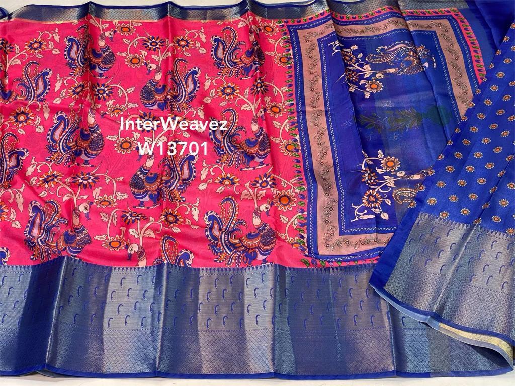 Semi Dupion Kalamkari sarees