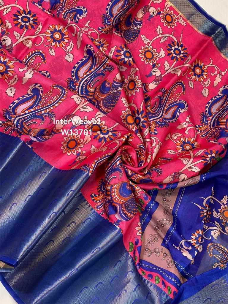 Semi Dupion Kalamkari sarees