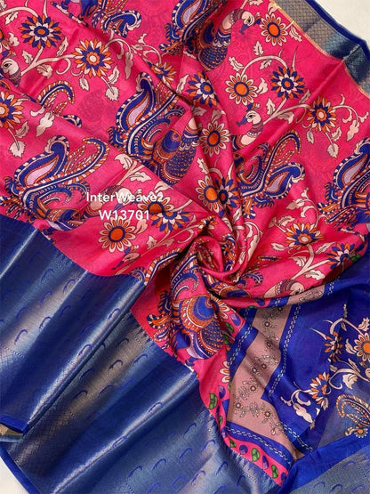 Semi Dupion Kalamkari sarees