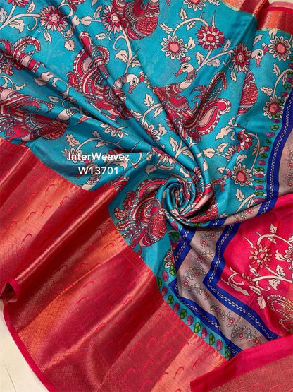 Semi Dupion Kalamkari sarees