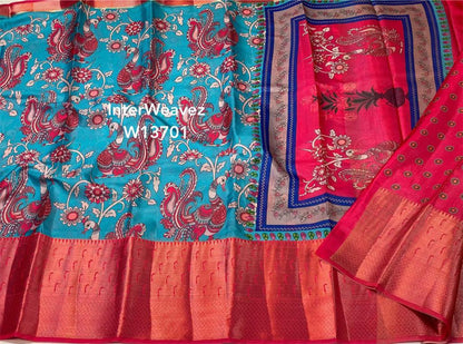 Semi Dupion Kalamkari sarees