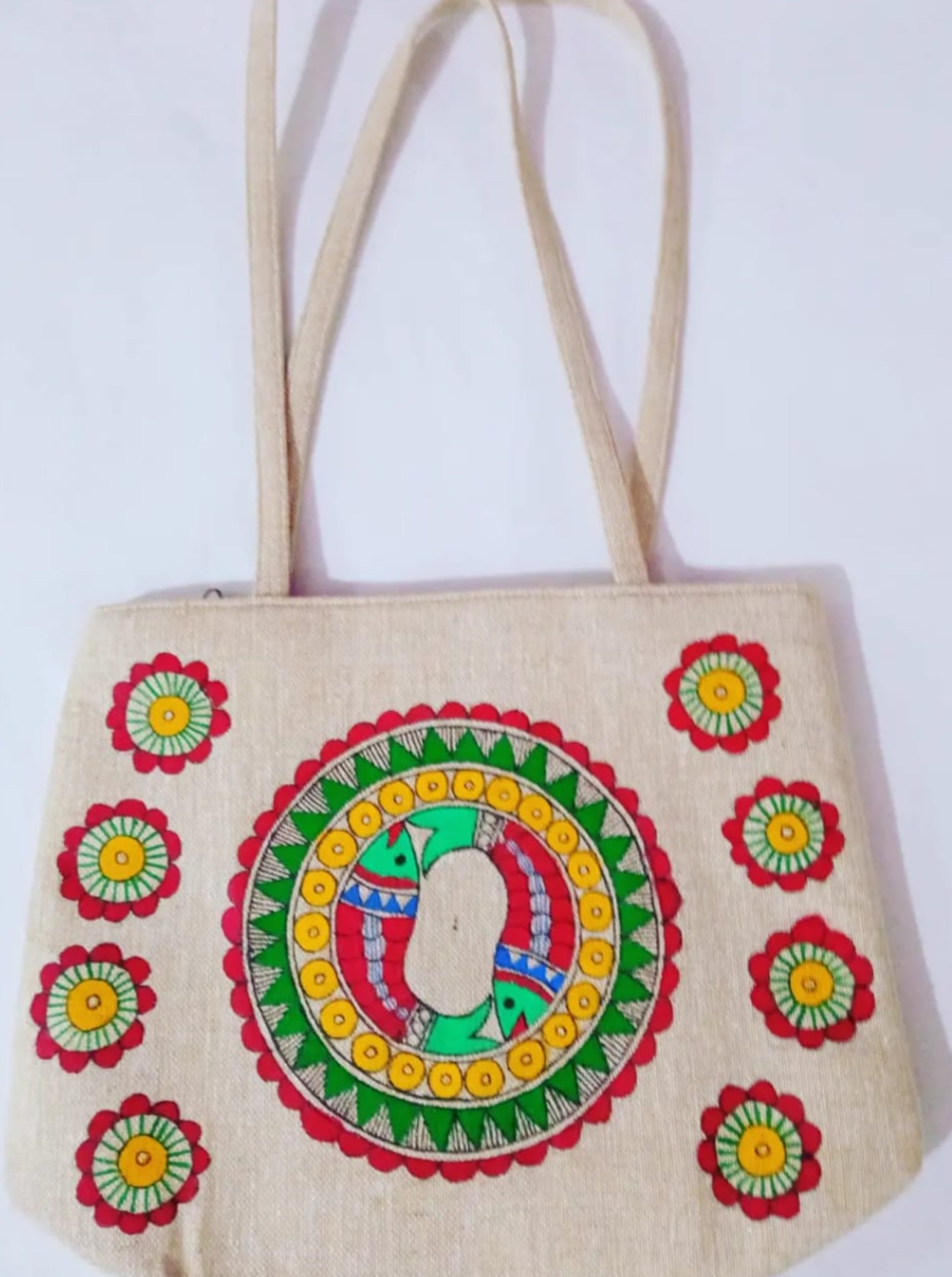 Madhubani Hand painted Jute shopping bags