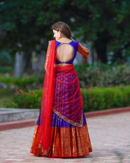 Kanjivaram Silk Lehenga Set with Georgotte dupatta