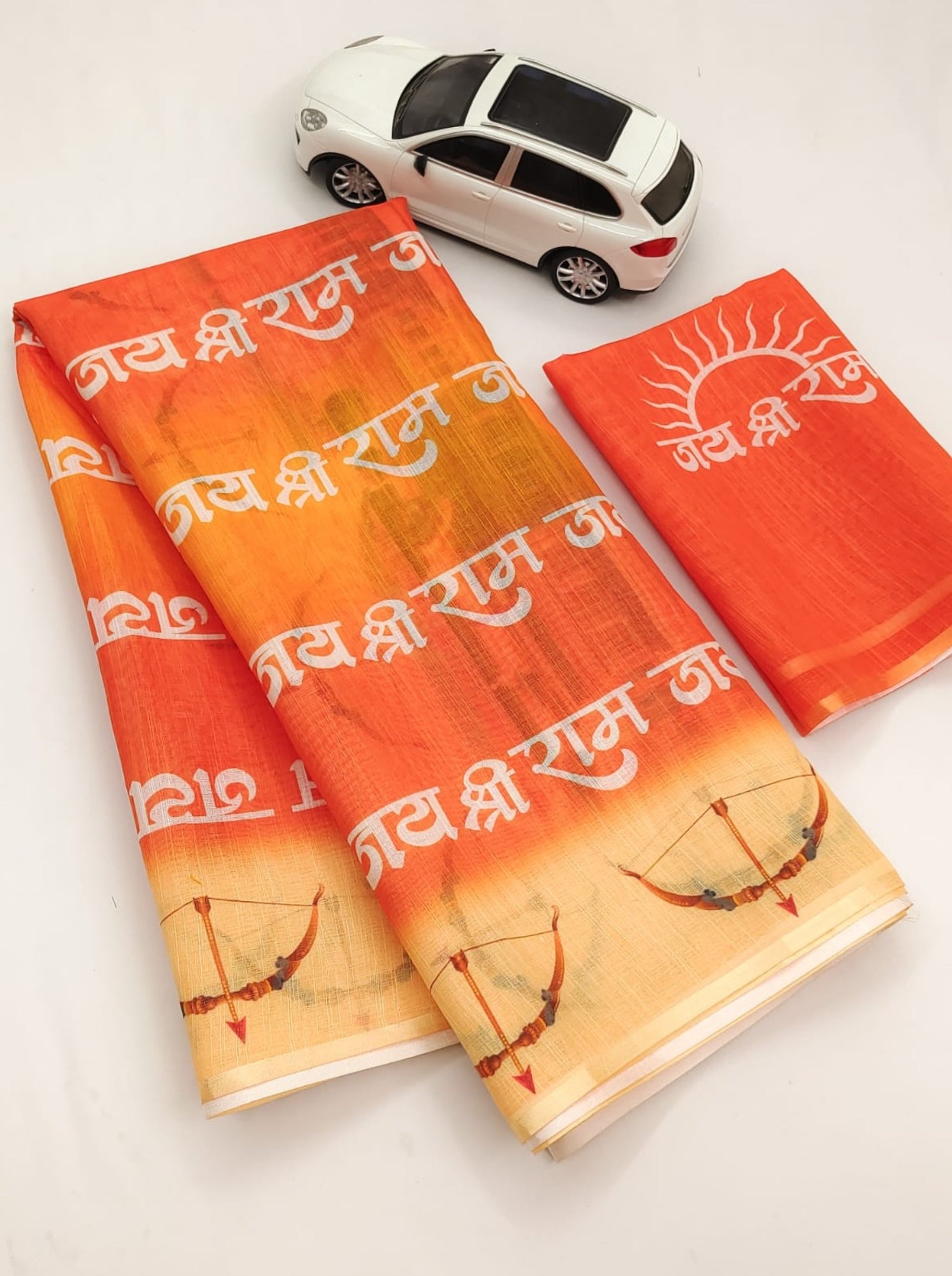 Linen Ayodhya Ram Digital Print Sarees