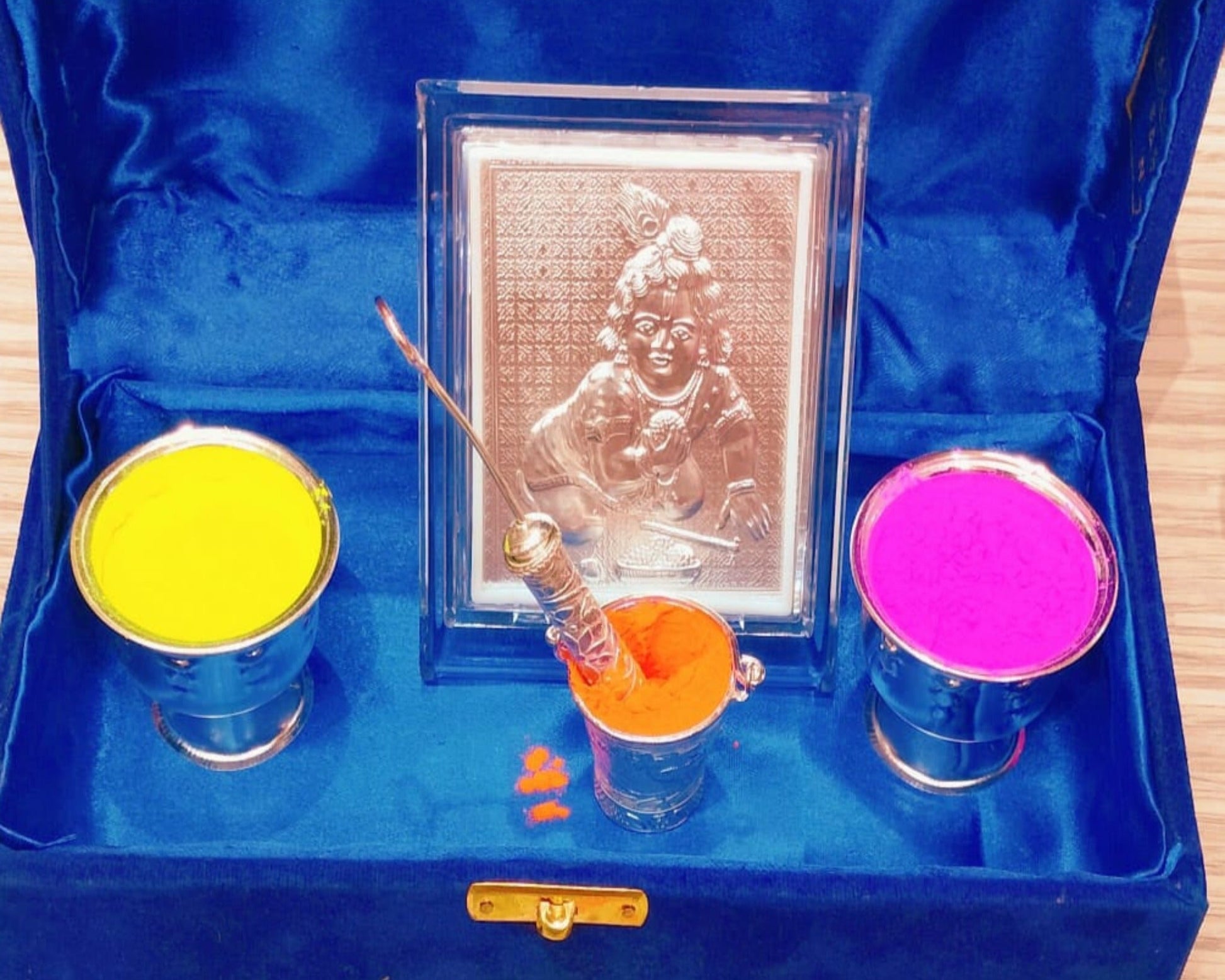 Celebrate Holi with Grace: German Silver Krishna with Pichkari Gifts