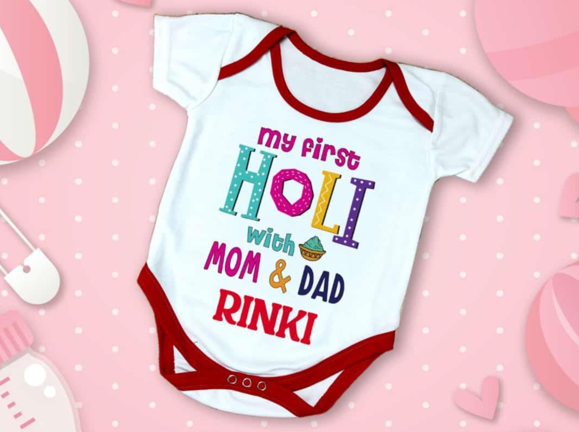 Customised Holi Baby Rompers