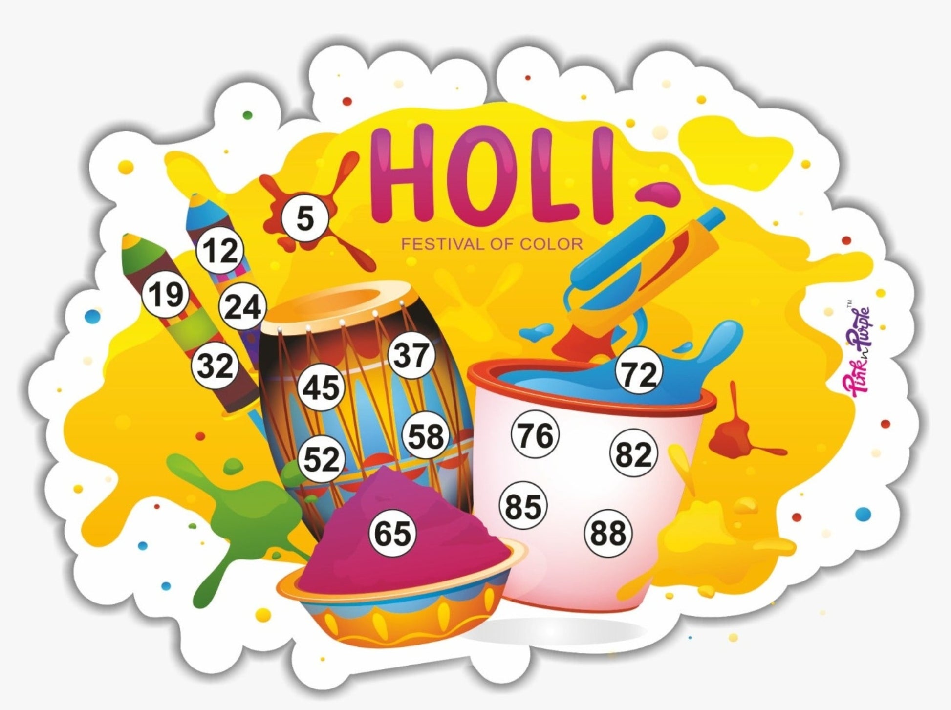 Holi Themed Tambola Card