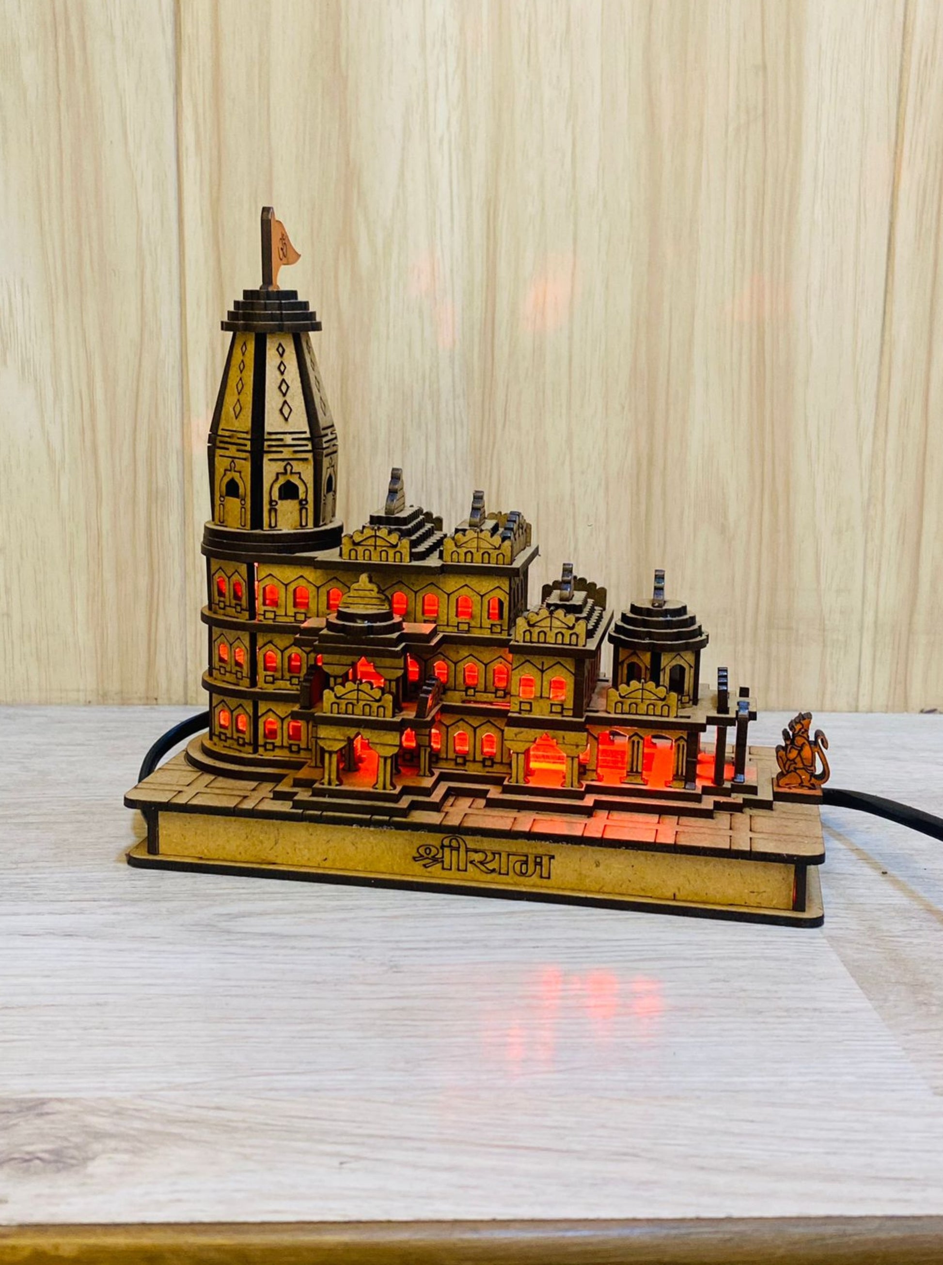 MDF Ram Mandir Model with LED