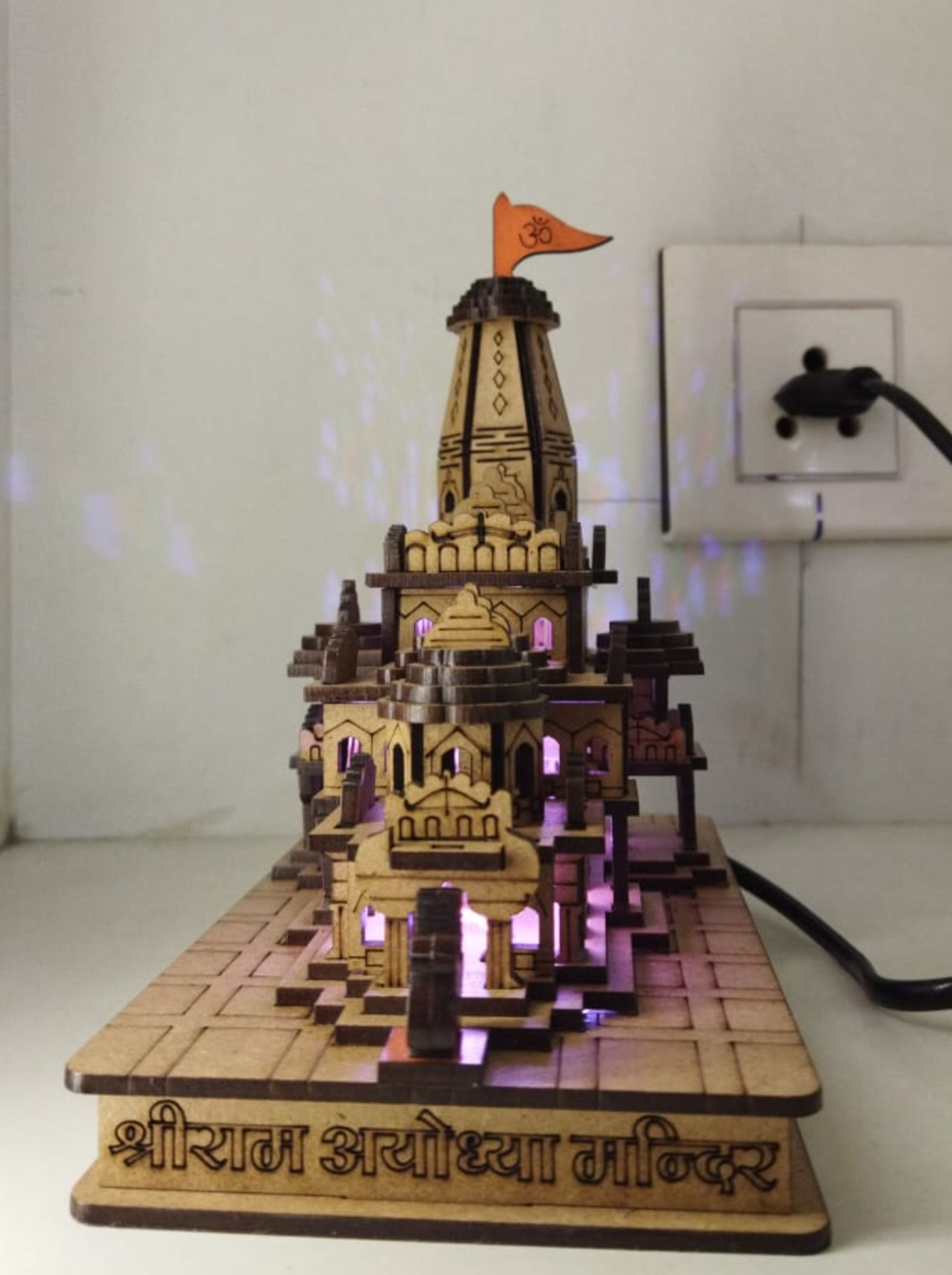 MDF Ram Mandir Model with LED