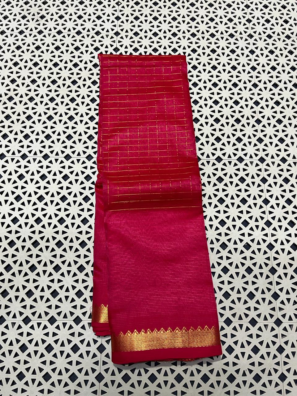 Mangalagiri  Pattu Checked Sarees