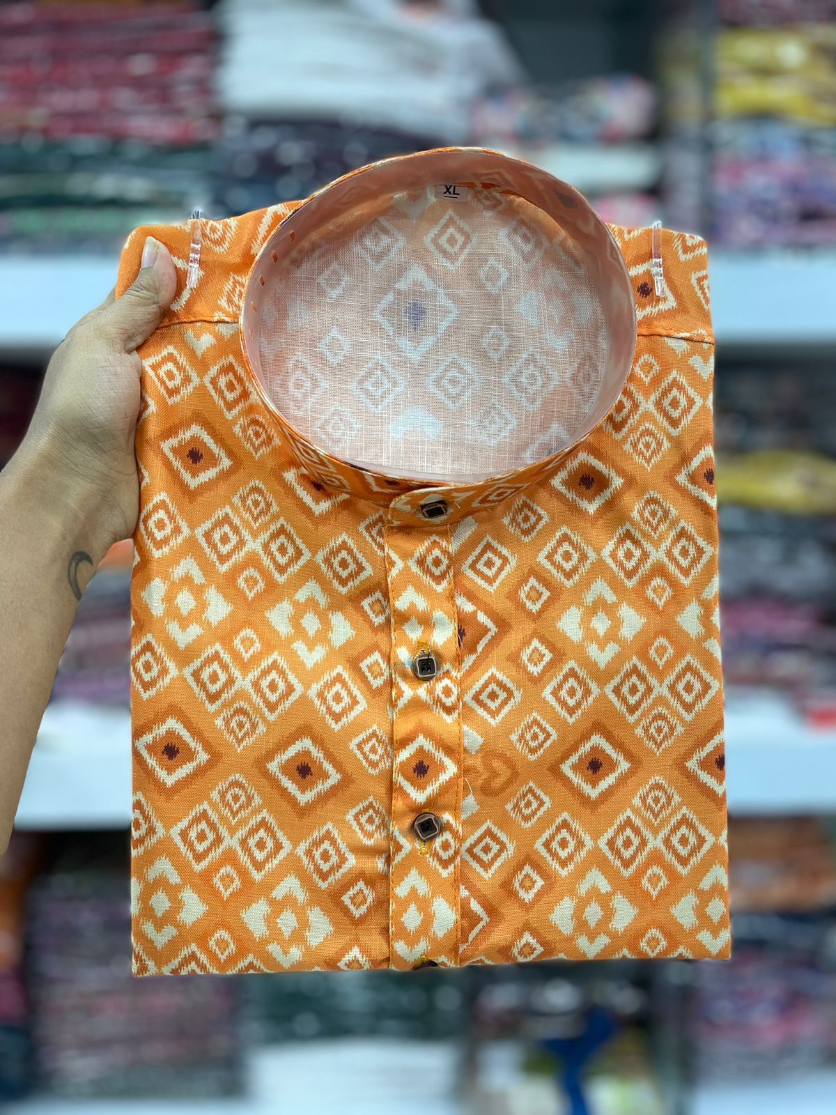 Men's printed cotton kurta