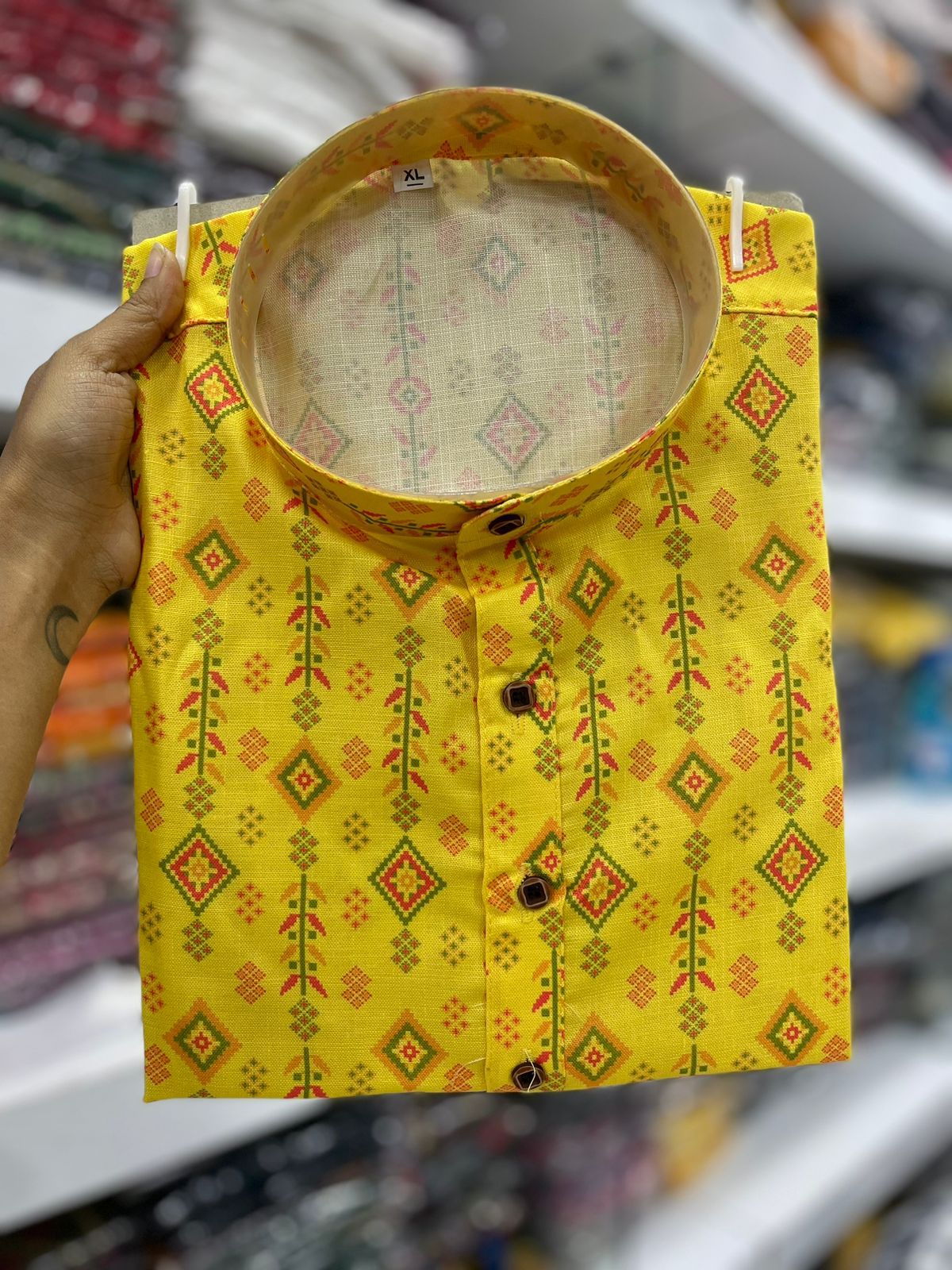 Men's printed cotton kurta