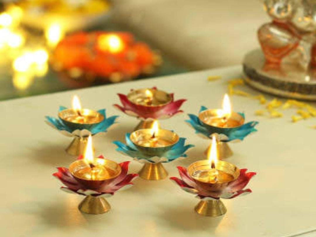 Brass Lotus Diya Set of 6 