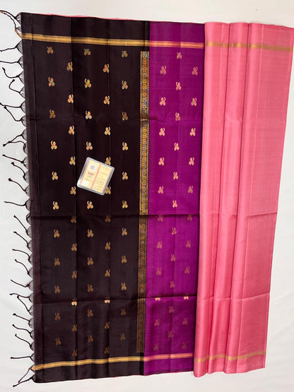 Dual Colour Pallu Kanchi Silk sarees