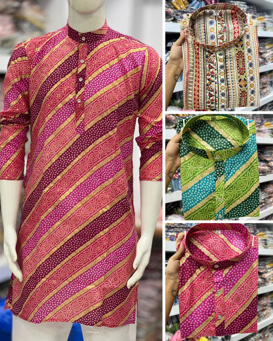 Men's Cotton Foil Print Kurta set