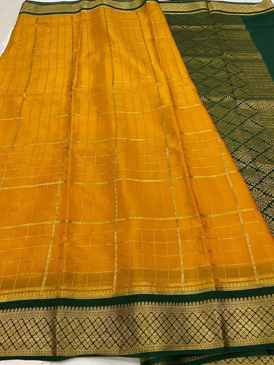 Checked Pure Mysore Silk Sarees