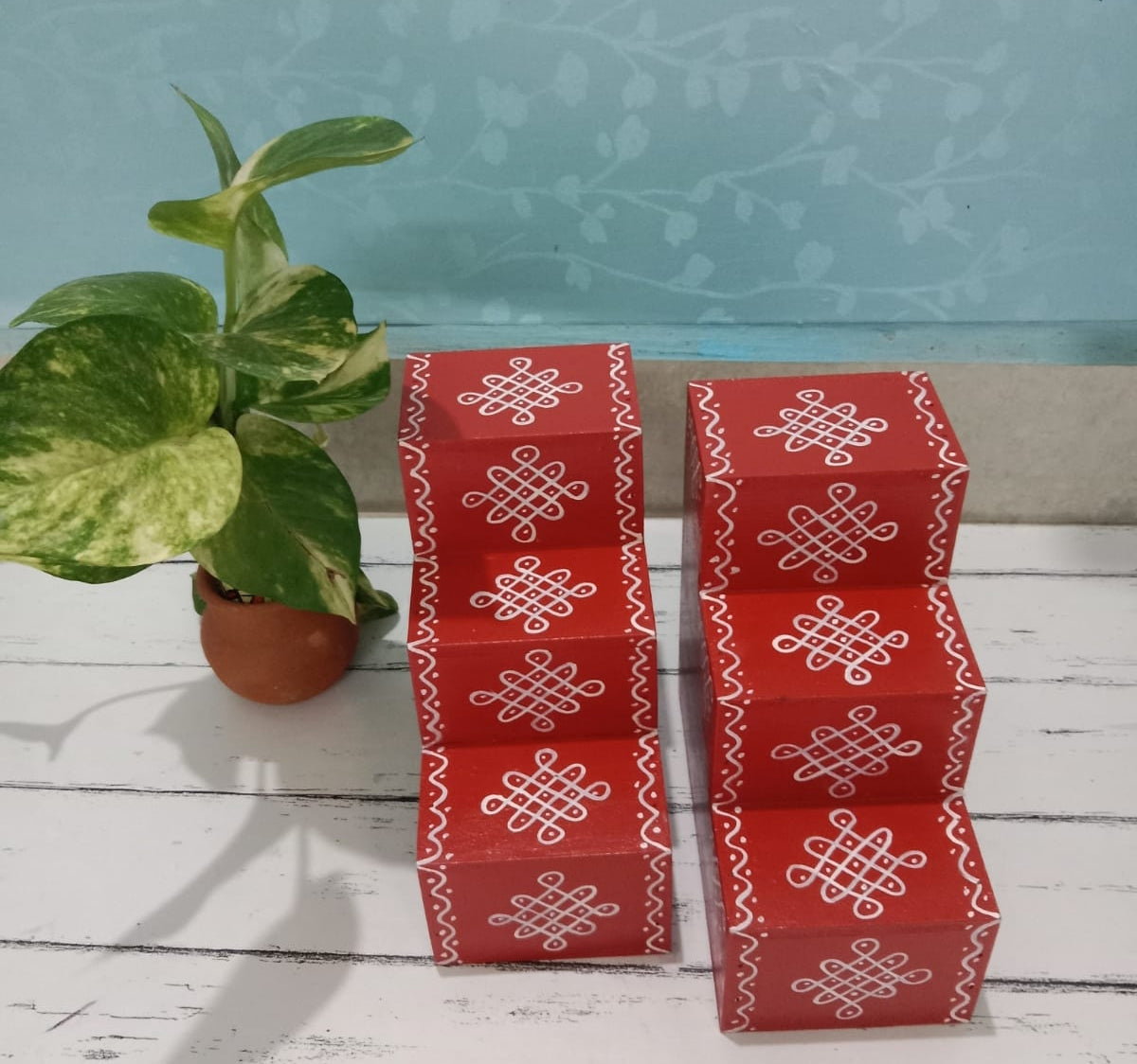 Hand Painted Wooden Diya Steps