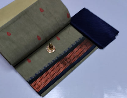 Chettinad Poly Cotton sarees with Kalamkari Blouse bit